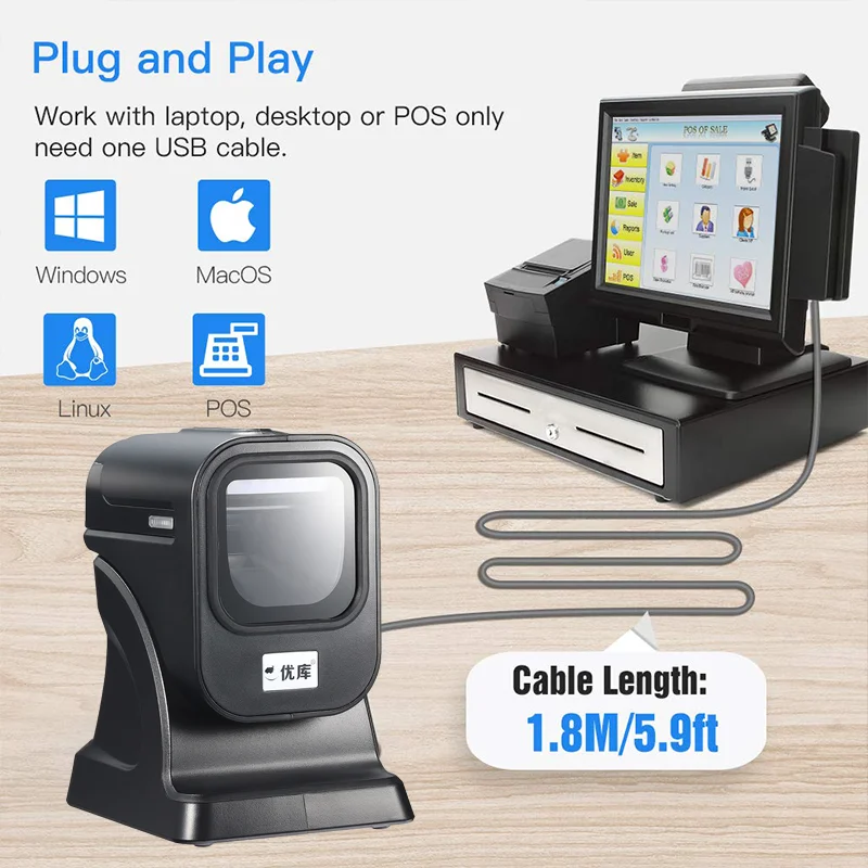 HOT SALES 2D QR PDF417 Scanner for POS Retail with Usb Rs232 Interfaces Aggressive Omnidirectional Performance MP6200