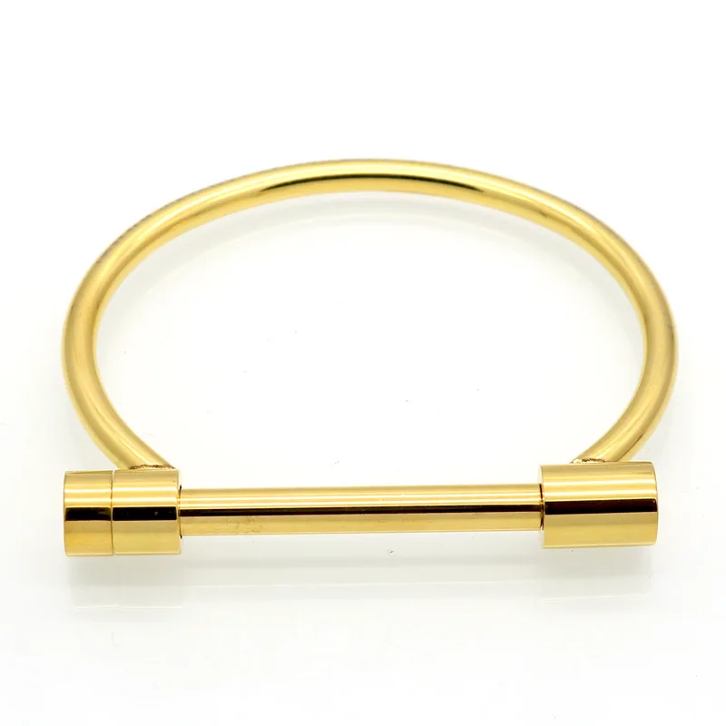 Mode Luxus Berühmte Marke Schmuck Liebe Schraube Manschette Armband Für Frauen Gold Farbe Edelstahl & Armreifen Großhandel