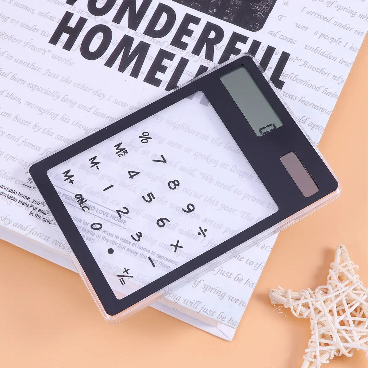 Transparent Touch Panel Solar Calculator 8 Digit LCD Screen Automatic on Off Portable Mini Calculator for Home Office School