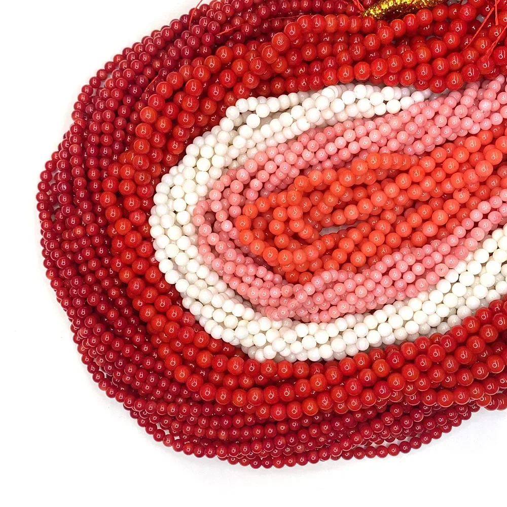 Natural Sea Bamboo Red Coral Beads 2-9mm Grade A Round Bead Jewelry Making DIY Necklace Bracelet Earring Accessories