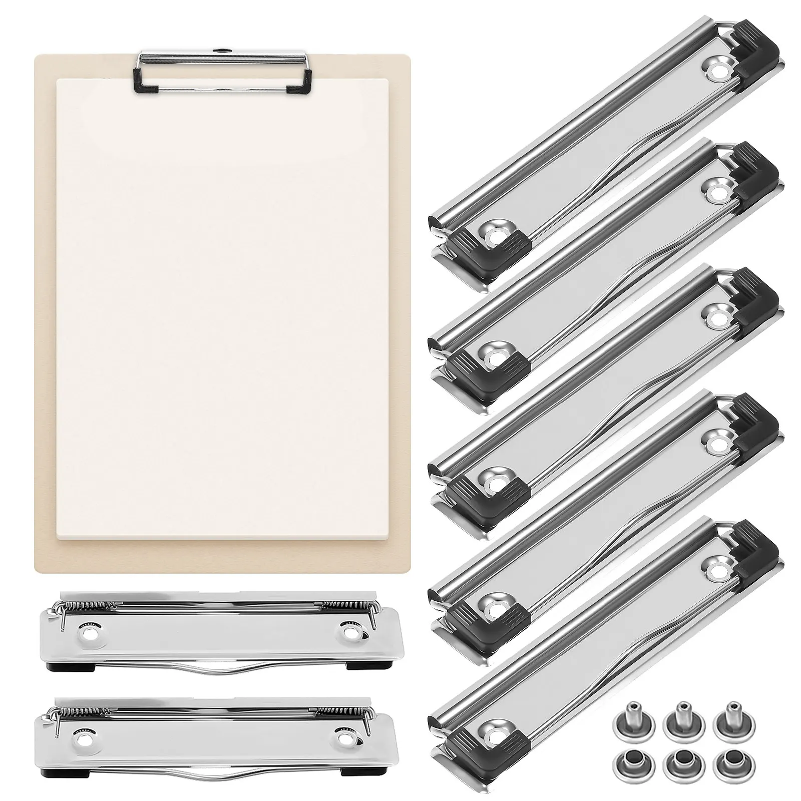 

10Pcs Premium Metal Clipboard Clips Mountable Document Clamps Rubber Large Capacity for Office Classroom Workshop Home