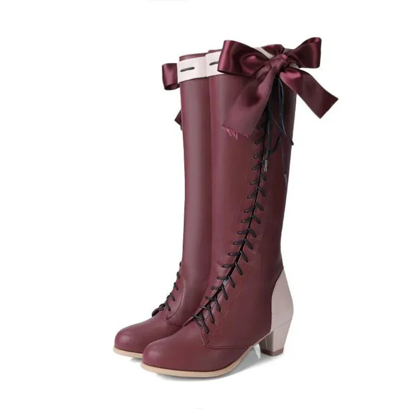 

New Violet Evergarden Anime Characters Shoe Cosplay Shoes Bow Pu Loli Boots Halloween Party Costume Women Girl Prop FNGFNGFJ2025