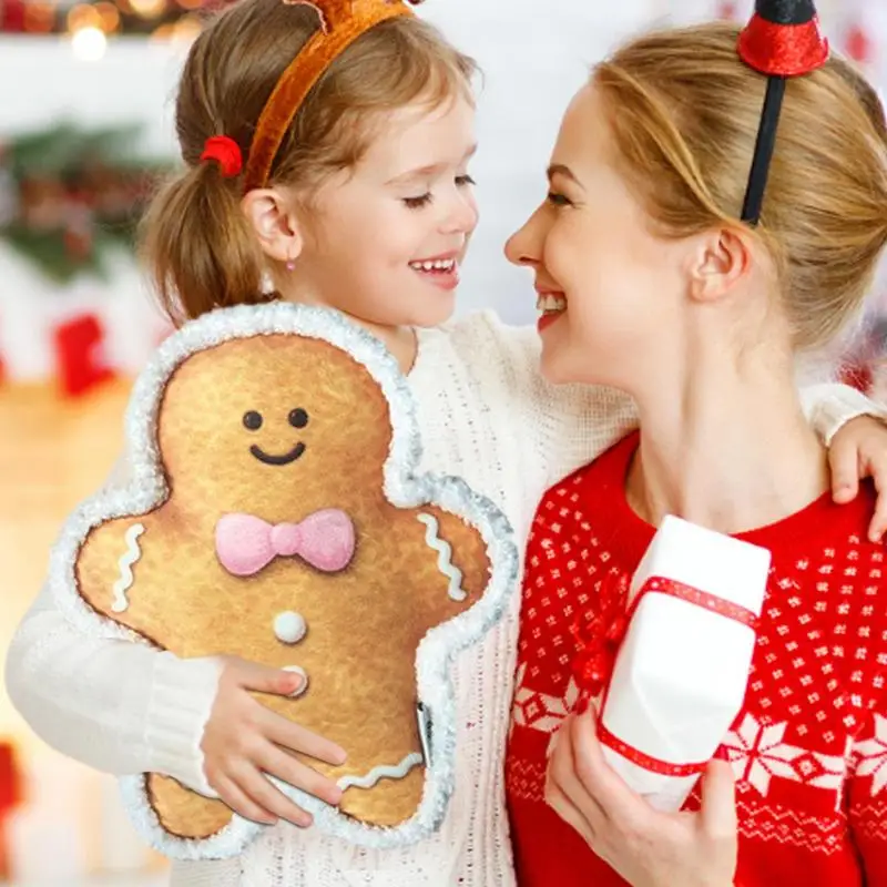 Plush Throw Pillow Gingerbread Man Throw Pillow Stuffed Doll Creative Christmas Deco Soft Plush Kids Pillow For Sofa & Living