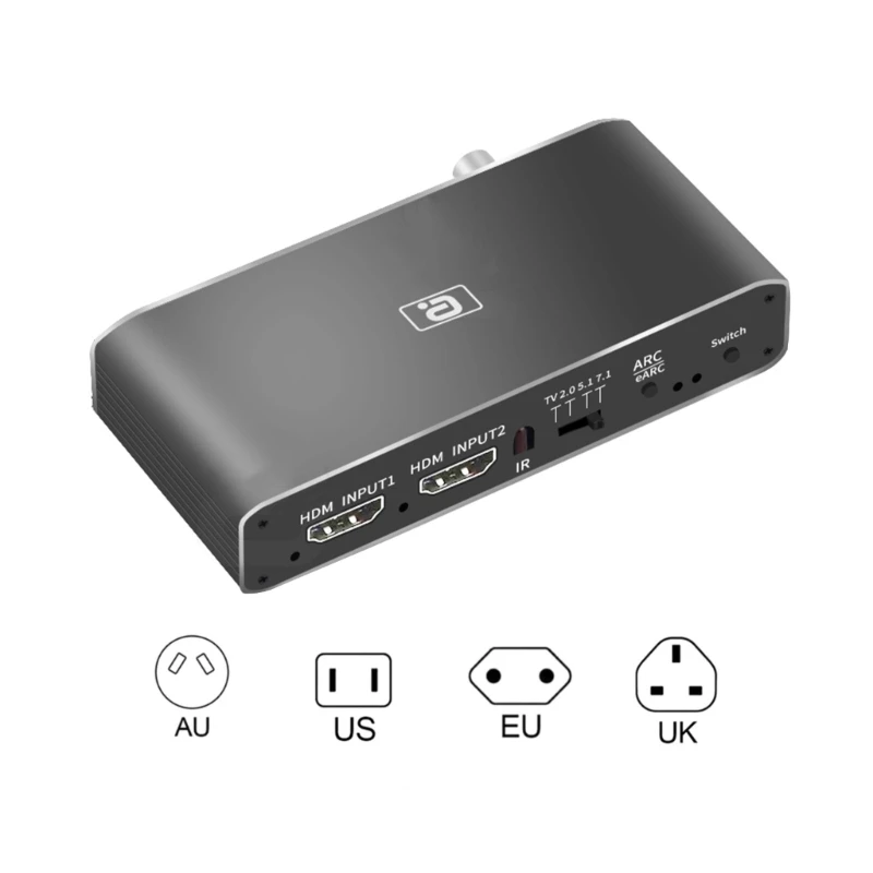 8k HDMI2.0b Extractor 2 In 1 Out Switcher eARC Splitter 7.1CH DSTHD AUX Coaxial Optical DAC Decoding CEC HDCP DropShipping