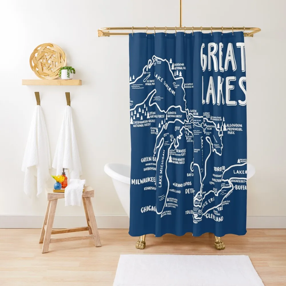 

Great Lakes Map Shower Curtain Cute Shower Shower Waterproof For The Bathroom For Bathroom Curtain