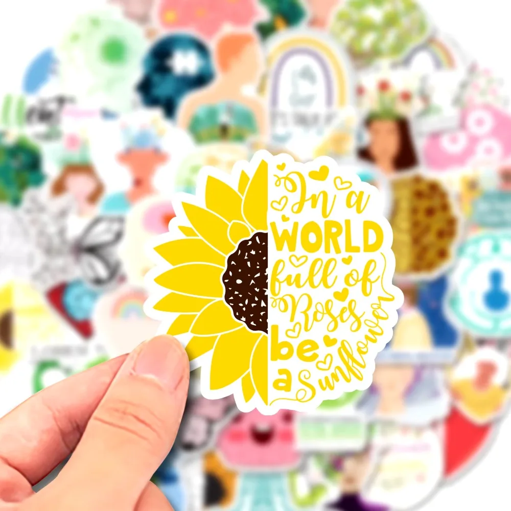 

50 шт. модные наклейки для психического здоровья, психологические наклейки знания здоровья, наклейки на чемодан, шлем, наклейки на холодильник