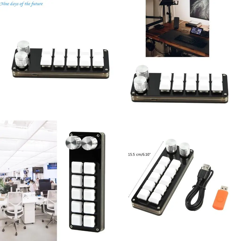 

Programming Macro Keyboard 2 Knob RGB 10 Keys Copy Pastes Mini Button Photoshops Gaming Keypad Mechanical Hotswaps Macro E65A