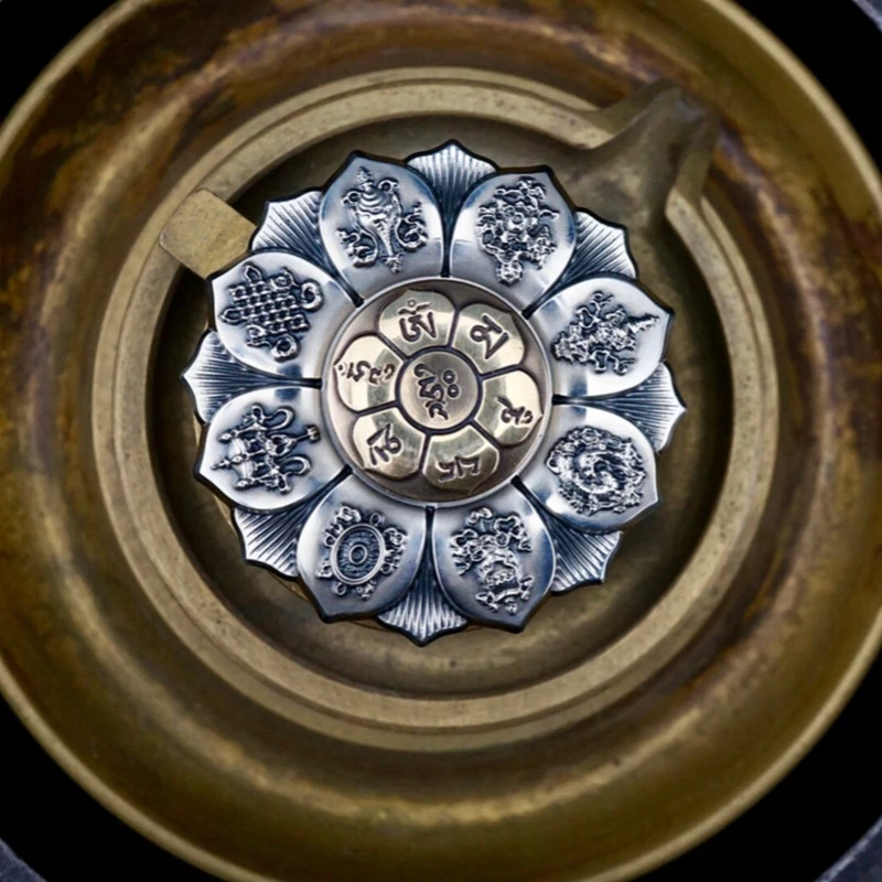 廖廖EDC限定版仏眼蓮輪銅合金彫刻回転式フィジェットスピナーストレス解消玩具