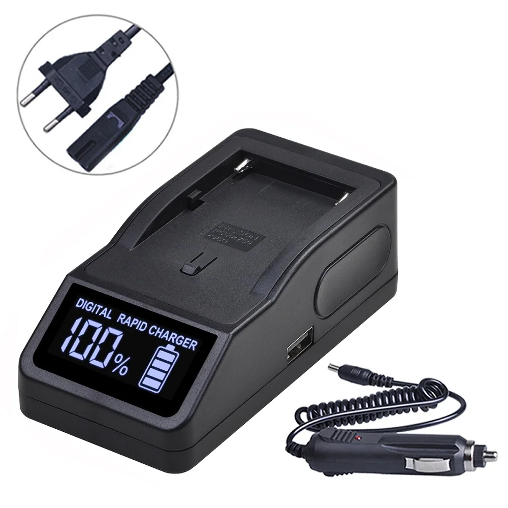 Замена для зарядного устройства Panasonic VW-VBD1 VBD2 с автомобильным разъемом, совместим с Panasonic AG-BP15P/202, CGR-B/202A1B, B202A