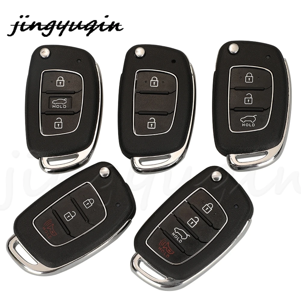 

jingyuqin 2/3/4 Buttons Flip Remote Key Shell For Hyundai Tucson Sonata Elantra Mistra Solaris Accent Santa Fe With 4 Type Blade