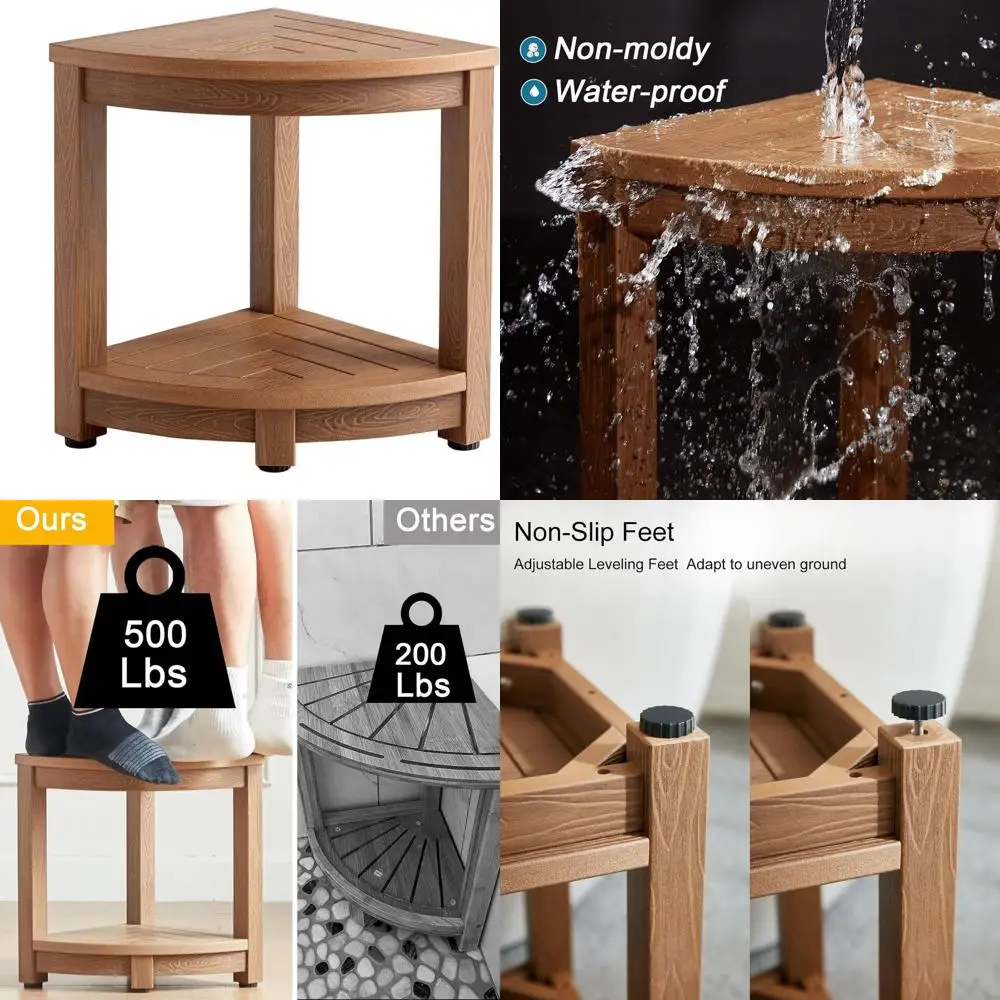 

Водонепроницаемое сиденье для душа для бритья ног, коричневое, нескользящее, регулируемые ножки