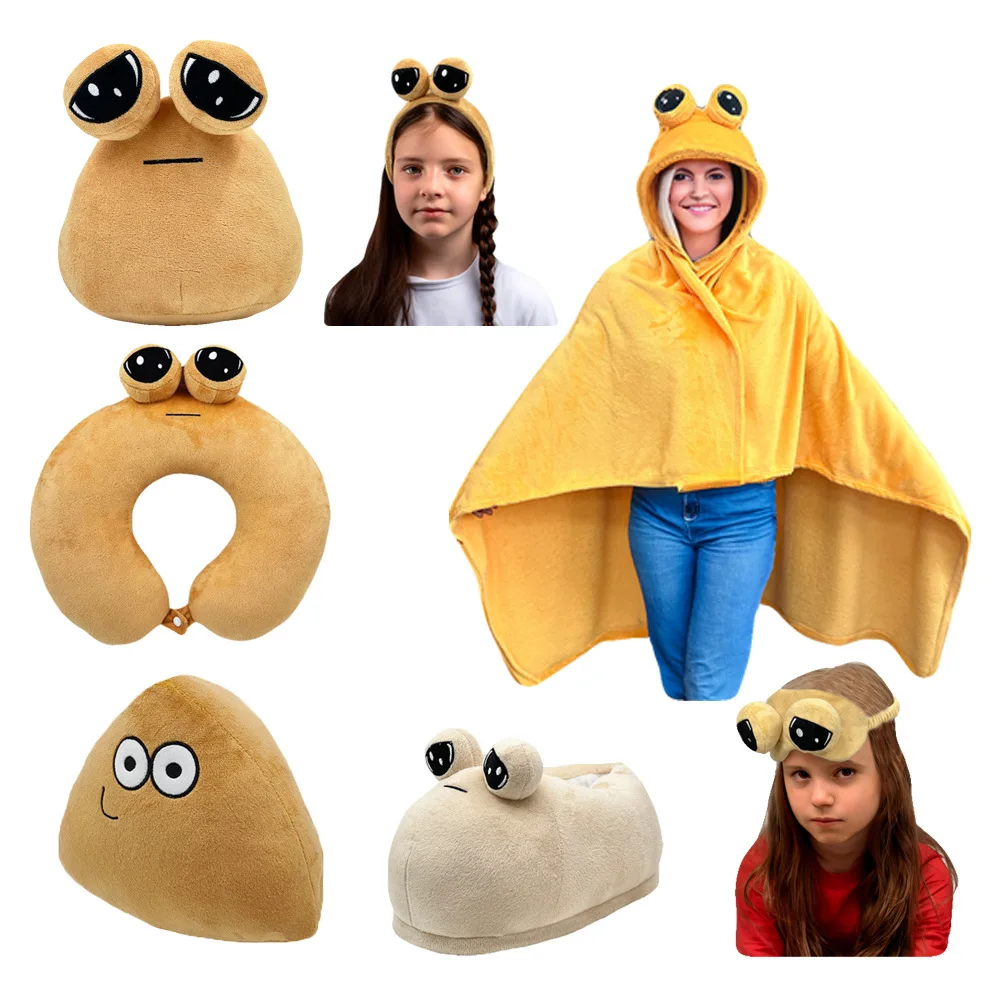 Cute Pet Alien Pou peluche pantofole in cotone Kawaii maschera per gli occhi fascia per bambini giocattoli inverno caldo pantofola bambini regali di