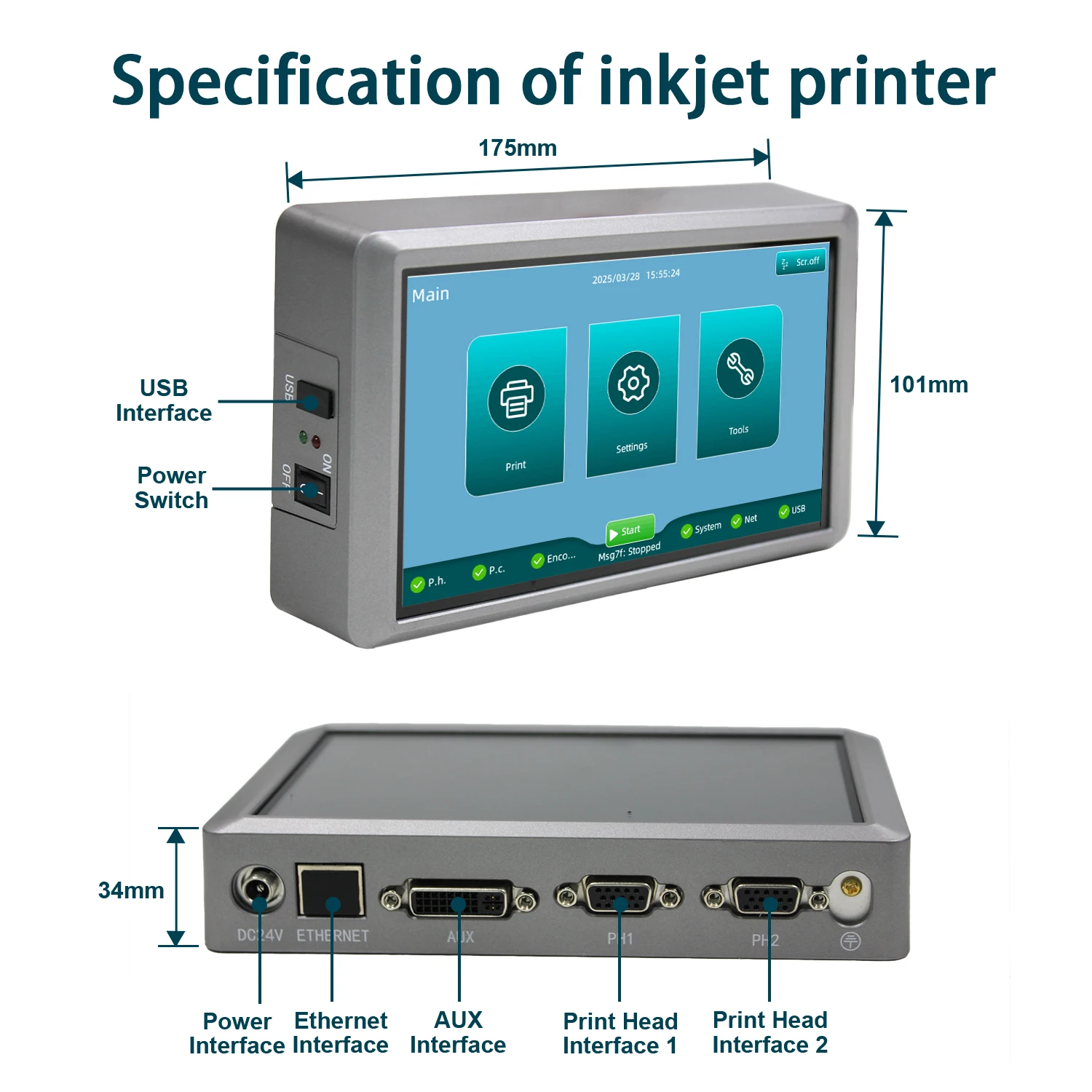 Phezer 2025 HP 新しいオンラインインクジェットプリンタ PRX-1000 QR コードバーコードシリアル番号有効期限ラベルプリンタ