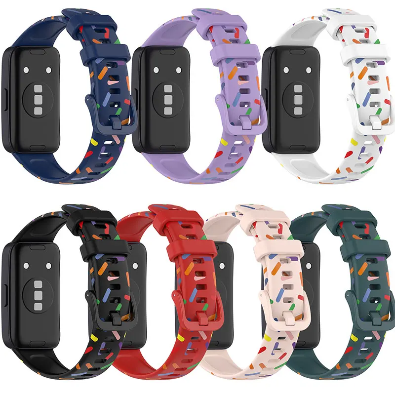 Soft Printed Silicone Strap For Huawei Band 10 Sports Smartwatch Comfortable Bracelet Belt For Huawei band 9/8 Correa Accessory