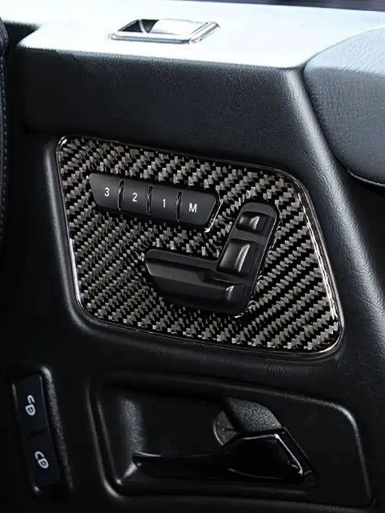 2pcs For Mercedes Benz G Class W463 2013-2018 Car Interior Accessories Soft Carbon Fiber Seat Switch Adjustment Panel Cover Trim view 5