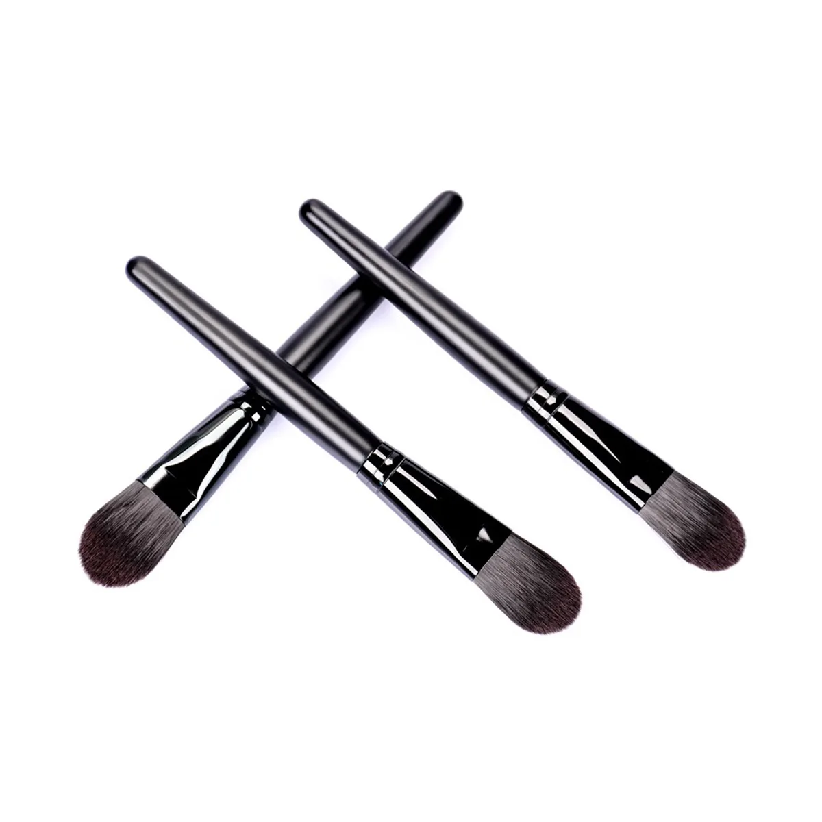 Brocha para base negra, brocha para polvos húmedos con mango de madera, brocha para base líquida, brocha para maquillaje, brocha para máscara, brocha para máscara de barro,