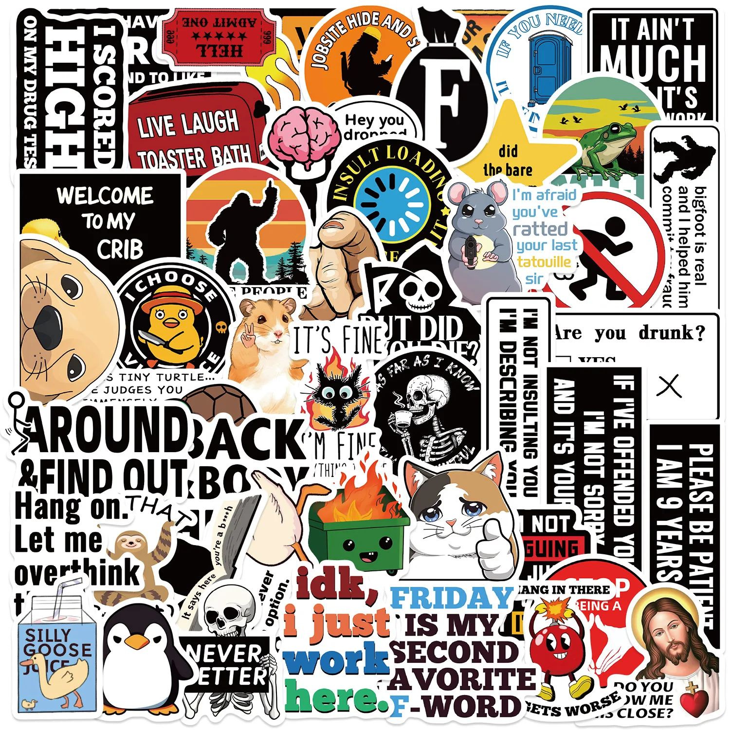 50-100PCS Cartoon Prank Meme Graffiti Stickers Decoration DIY Handbooks Stationery Luggage Notes Waterproof Stickers