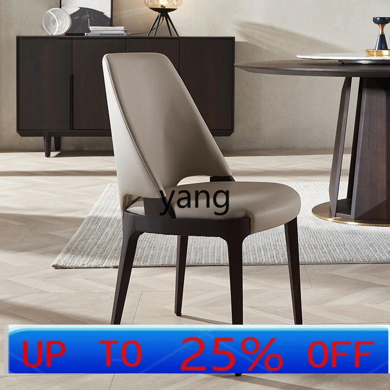 

CX Solid Wood Italian Leather Chair Modern Home Back Chair