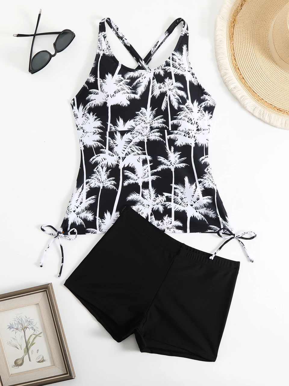 

2026 Женский раздельный купальник-танкини с принтом, на завязках, сексуальный, с высокой талией, для плавания и пляжа