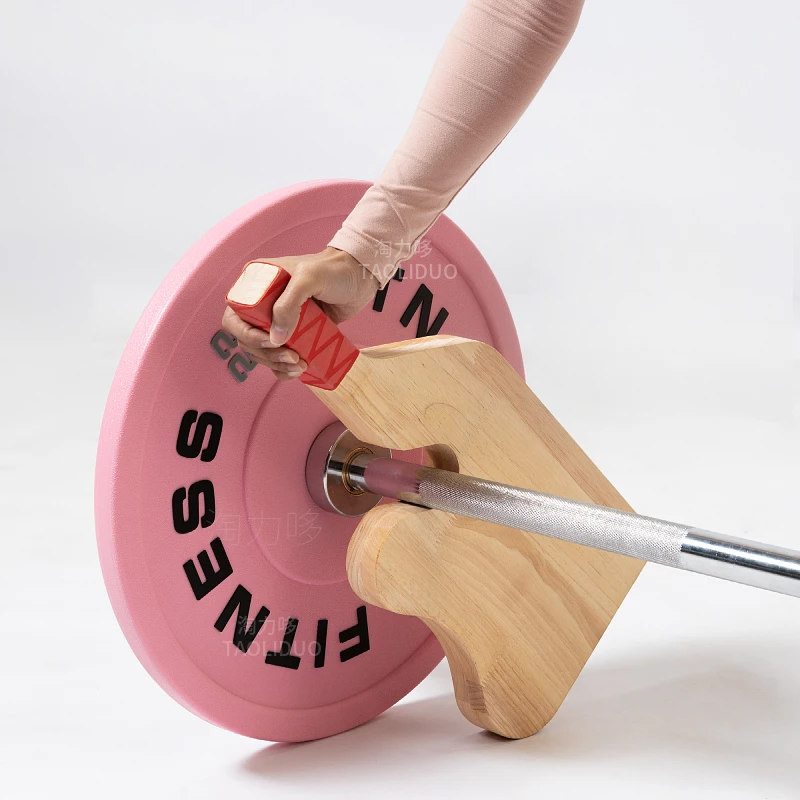 

Wooden Barbell Jack, Portable with Non-Slip Handle for Loading Unloading Change Barbell Plates