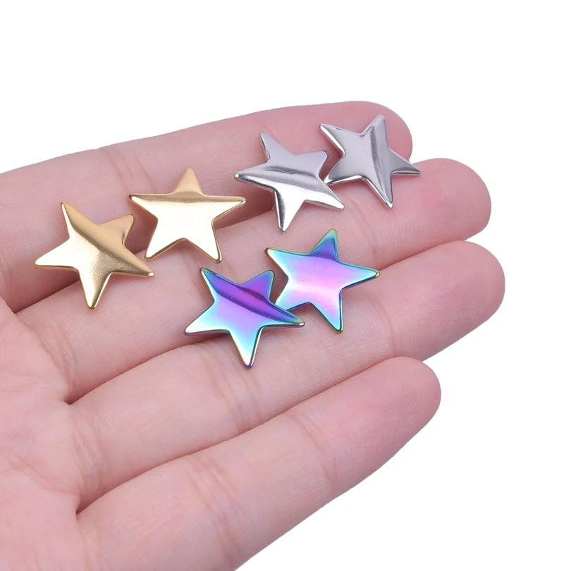 Plain Five-Pointed Star Jewelry Stainless Steel Earrings For Women Men Accessories Pentagram Ear Stud With Earplug Korea Earring