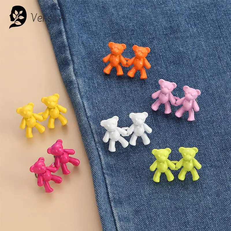 1Pair Nail-free Jeans Bear Waist Buckle Removable Closing Artifact Invisible Snap Button Tightening Waistband Button Adjustable