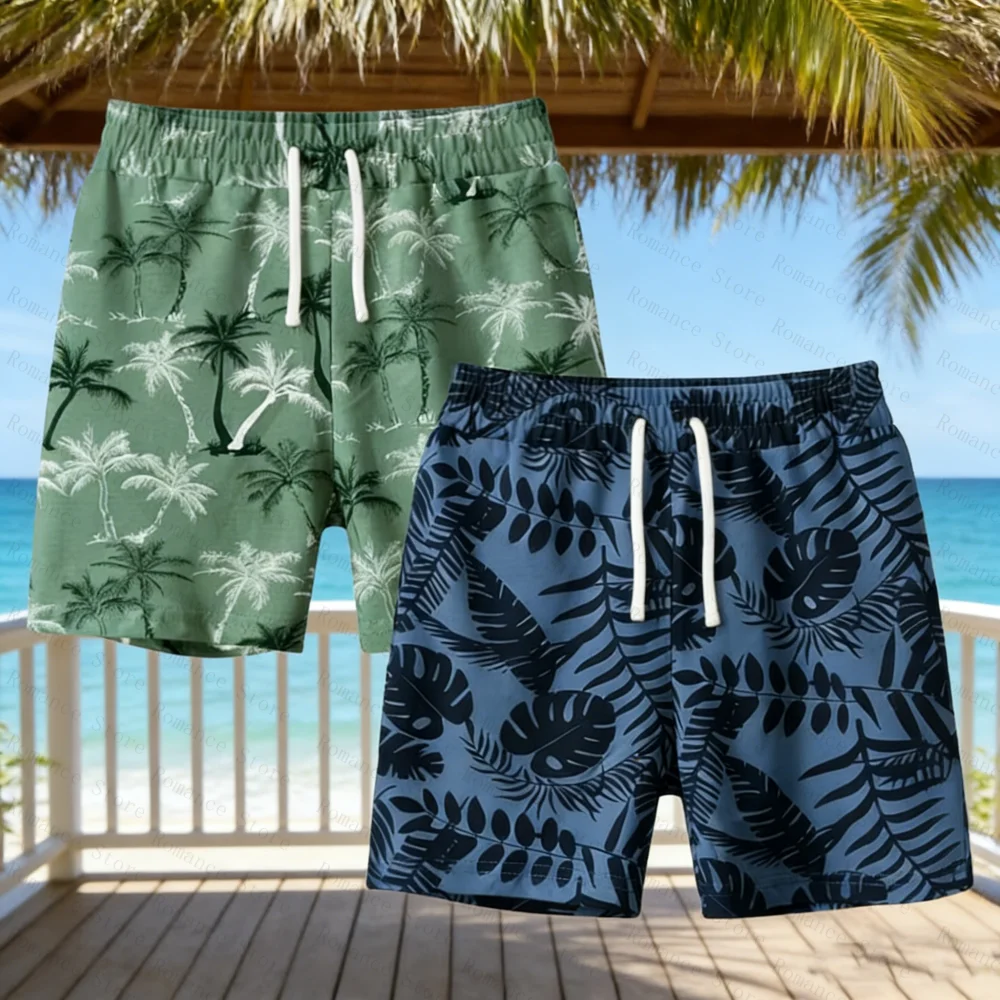 

Новые летние детские пляжные шорты 2026 года с принтом кокосовых пальм, детская одежда, шорты с эластичной резинкой на талии, мужские шорты, пляжные женские брюки