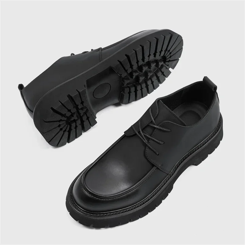 Zapatos informales de cuero para hombre, calzado transpirable y antideslizante para motocicleta, color negro, ideal para banquete de boda, negocios y oficina