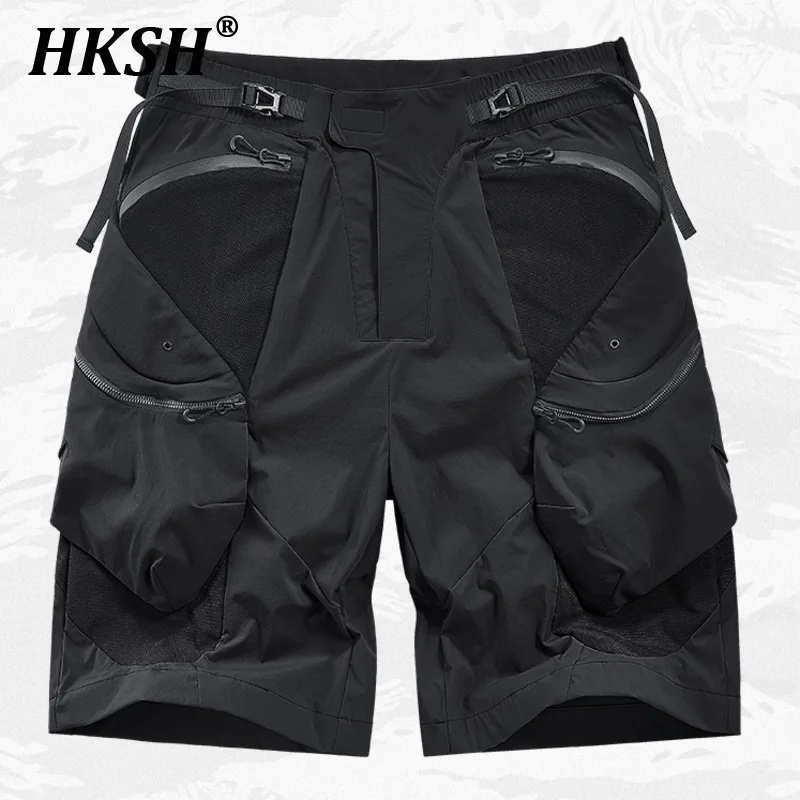 

HKSH летние новые мужские элегантные модные уличные лоскутные шорты эластичные капри повседневные брюки в стиле сафари средней длины HK5958