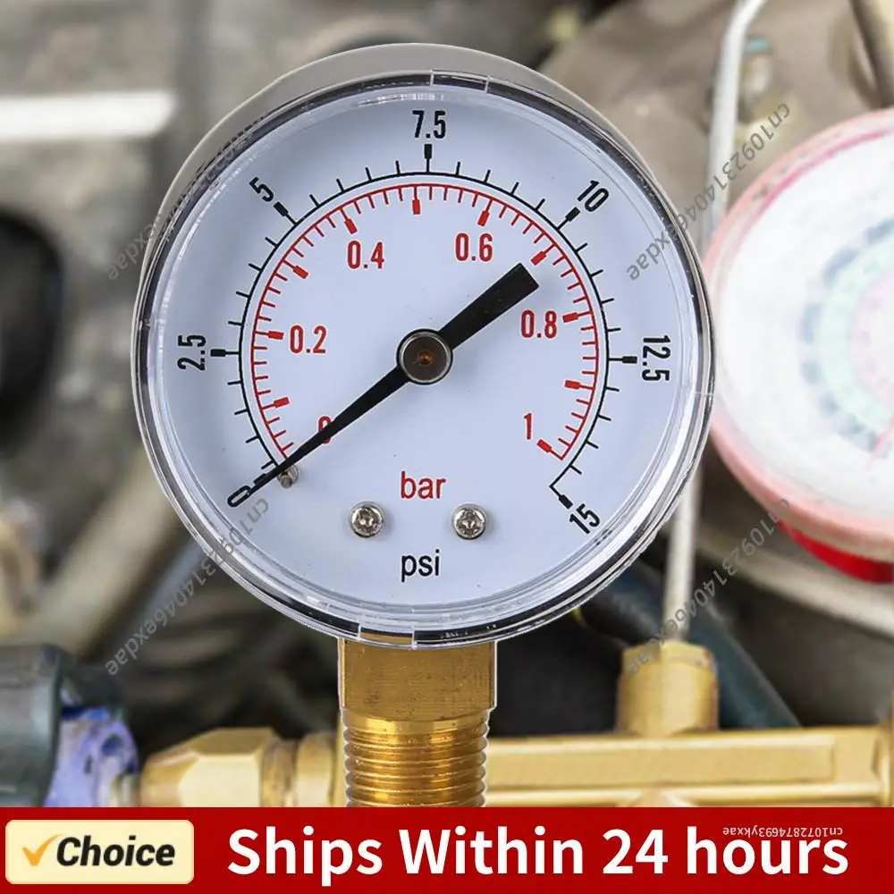 

50mm 0-15 PSI Low Pressure Gauge 1/4 BSPT Bottom Mount Manometer Fuel Pressure Gauge for Water Air ATV Tire Gas Pressure Test