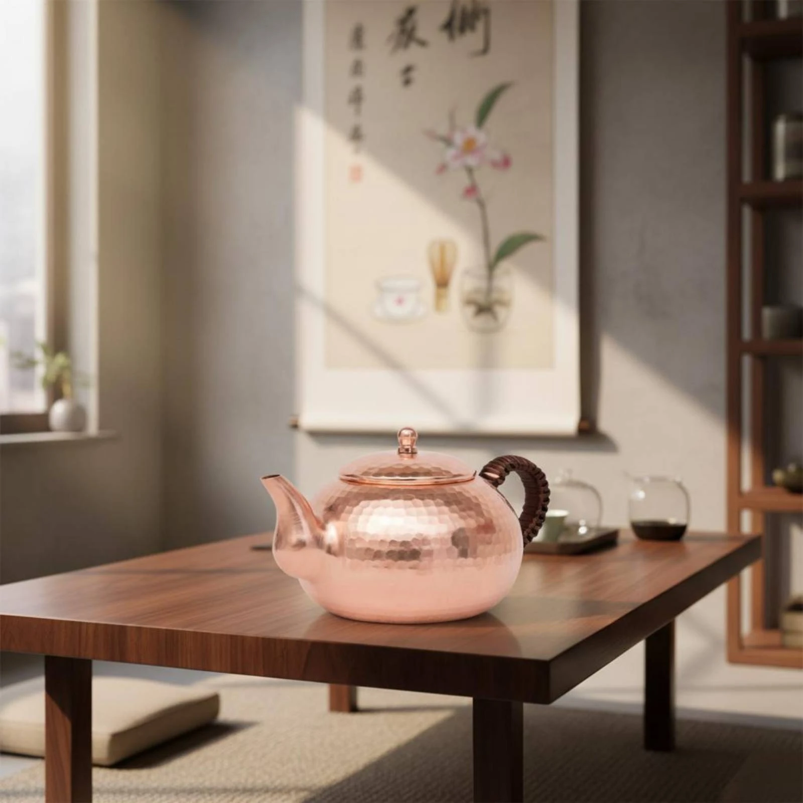 Hammered Copper Kettle Thickened Copper Teapot Side Handle Teapot Artisanal Kitchenware Non for Water Boiling