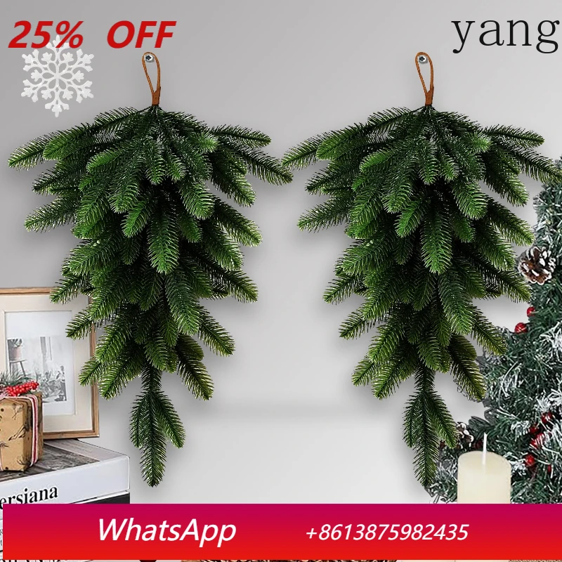 

LTT Wall Mounted Rattan Simulated Artificial Pine Needle Wall Hanging Rattan Christmas Holiday Decoration