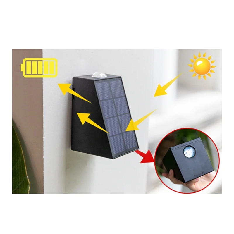 3Pcs Outdoor Solar Wall Light Garden Villa Courtyard Porch Landscape Decorative Lamp Up Down Luminous Wall Washer Lights