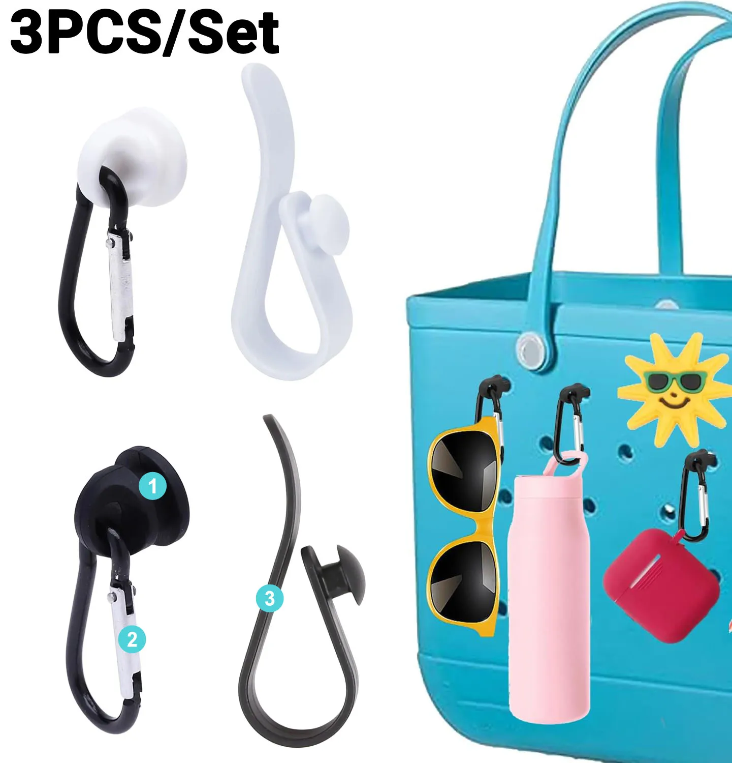 3Pcs/Set Bogg Bags Hooks Accessories Insert Charm Cutie Cup Holder Connector Key Holder Beach Pool