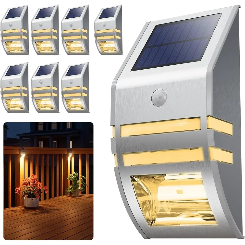 

8-Pack Stainless Steel Outdoor Waterproof Motion Sensor Lights for Wall, Backyard, Deck, Porch, Stair Rail, Dock, Gate, Walkway,