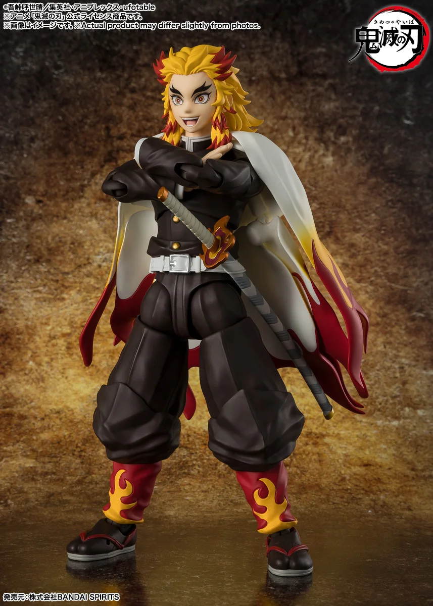 재고 있음 오리지널 반다이 SHFiguarts 악마 슬레이어 Rengoku Kyoujurou 피규어 애니메이션 액션 모델 정품 박스형 장난감