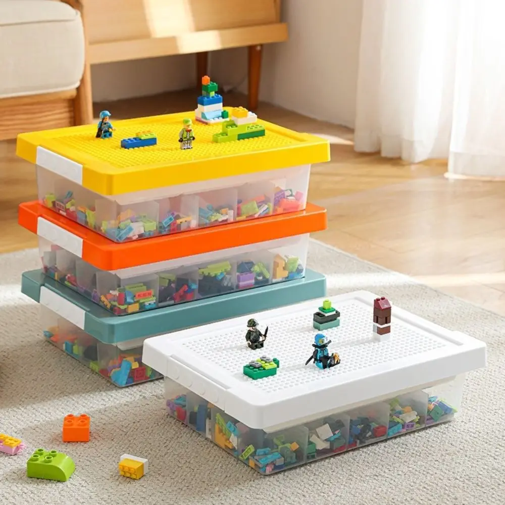 

2 Layers Building Blocks Storage Box Clear Removable Cover Children's Toy Organizer with Dividers Large Capacity Particle Holder