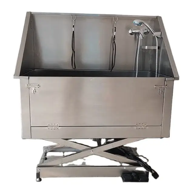 Big Door Electric Lift Pet Bath Tub for Pet Salon Stainless Steel Pet Grooming Tub Dog Washing Station