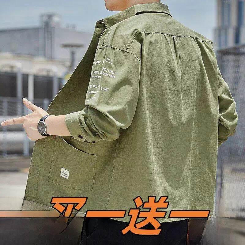 Men's Long Sleeve Collared Shirt for Work Outdoor Multi Pocket Durable And Wear Resistant Spring Autumn Casual Style Polyeste...