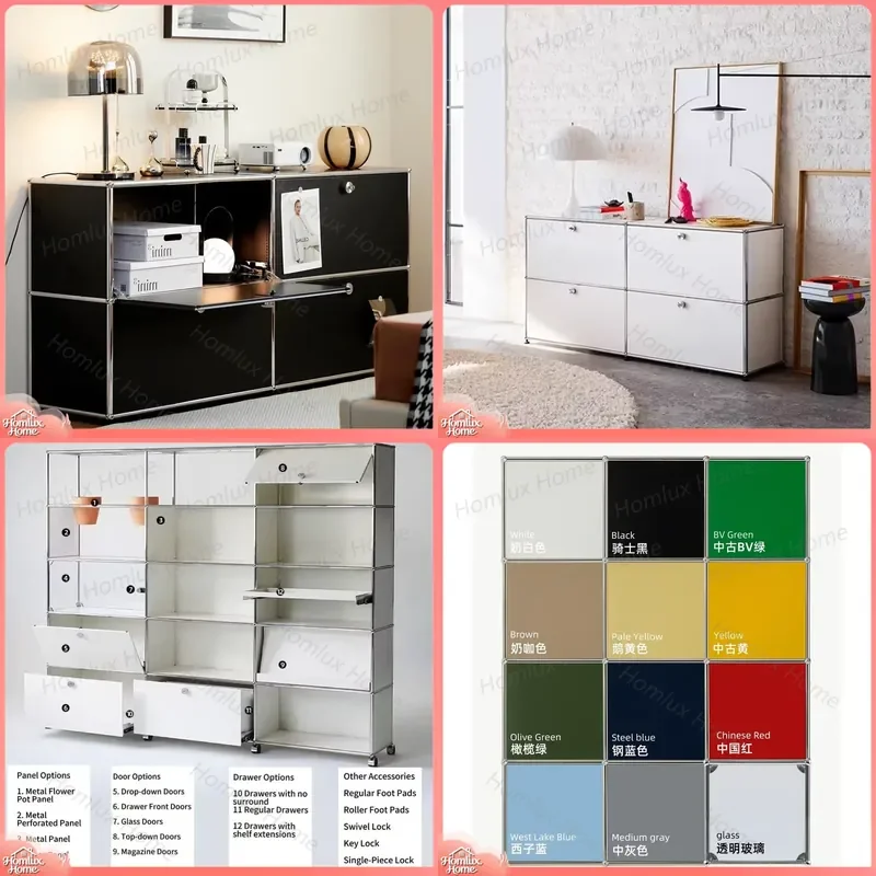 Customizable Modern Simple Modular TV Cabinet Expandable Stainless Steel Metal Storage Unit for Living Room Bedroom Home
