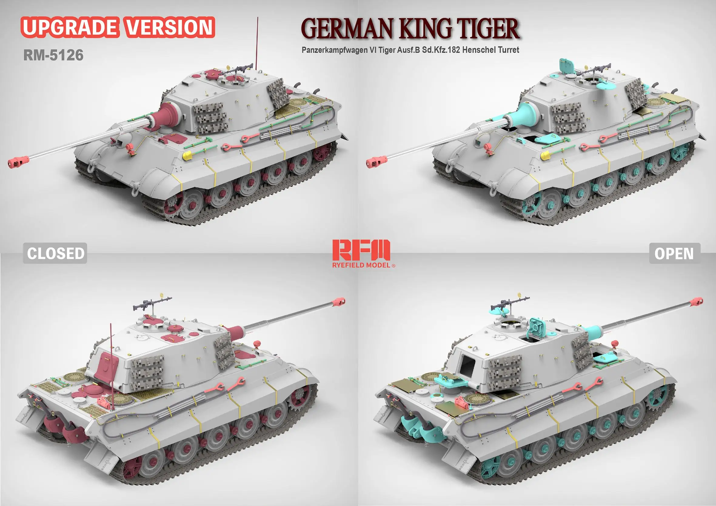 RYEFIELD 5126 1/35 Scale KING TIGER Vl Tiger Ausf.B Sd.Kfz.182 Henschel Turret Upgrade