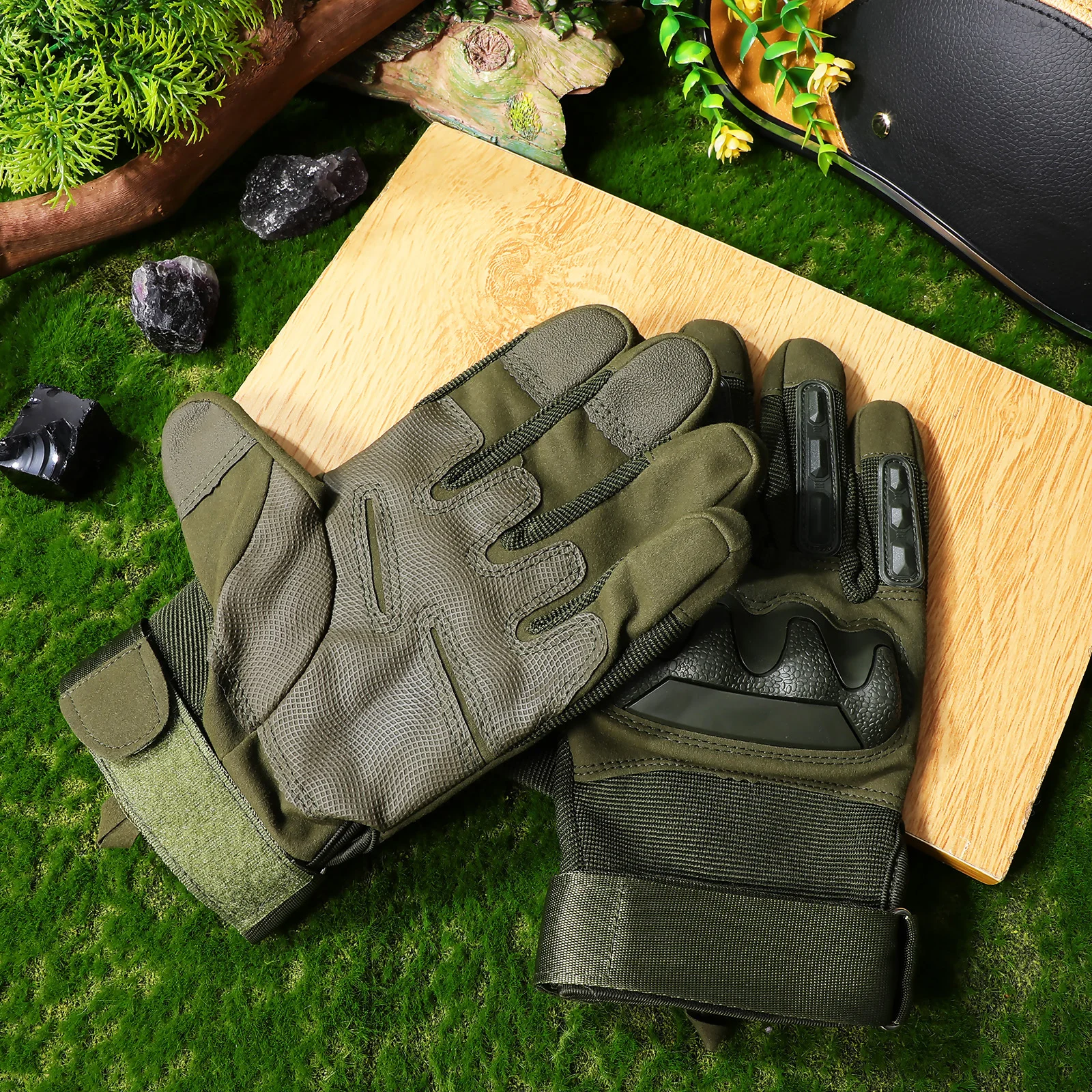 

1Pair Gloves Men Rugged Breathable Full Finger Protective Outdoor Cycling Motorcycle Riding Hiking Camping Driving