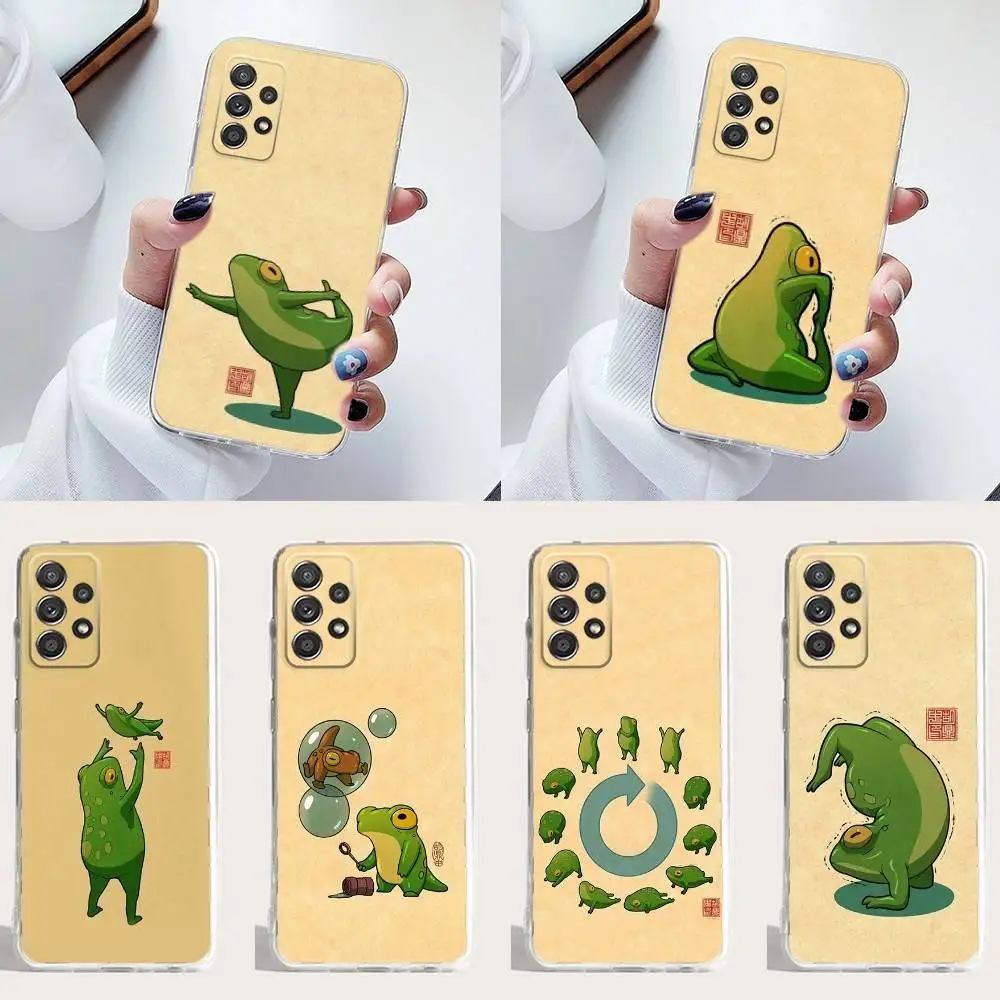

Funny Yoga Frog Phone Case Silicone For Samsung S30,23,21,22,20 FE lite,S10,9,PIus Note20ultra Soft Transparent