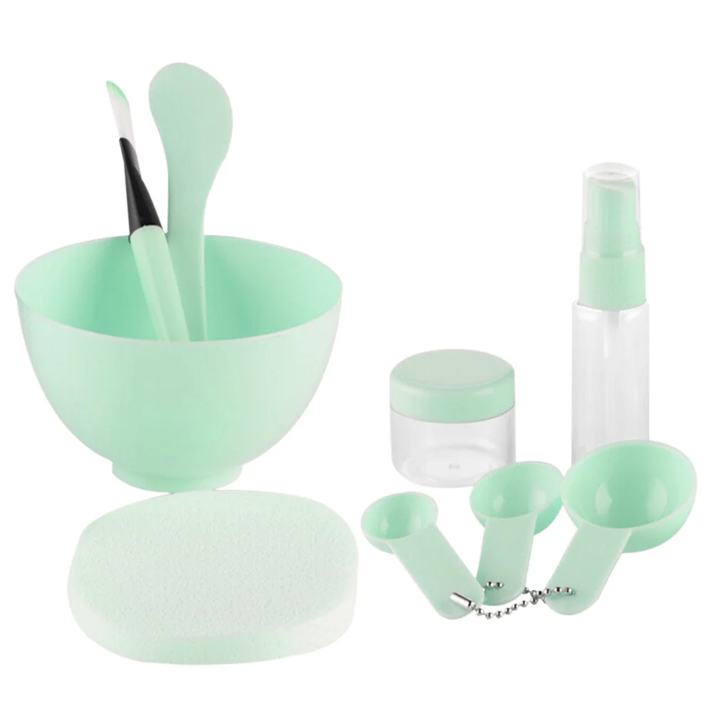 

9Pcs Facial Mask Set DIY Mixing Bowls Spatula Brush Spray Bottle Puff Jar Gauges High Quality Plastic for Travel