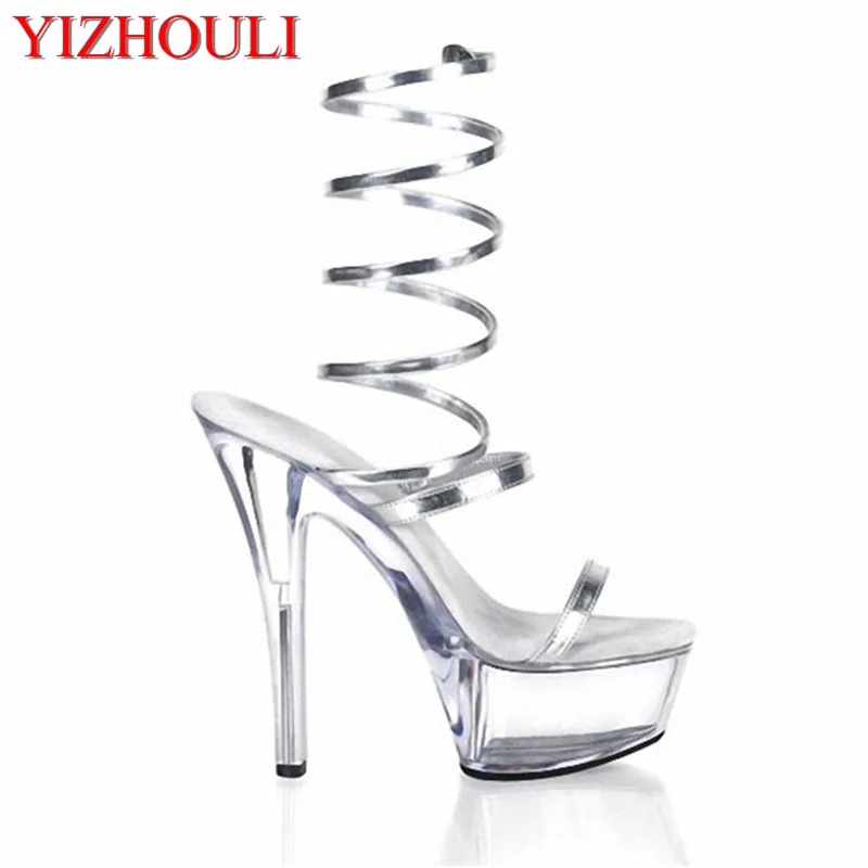 

The Roman style 15cm high shoes with sandals show The host high heels models women's dance shoes