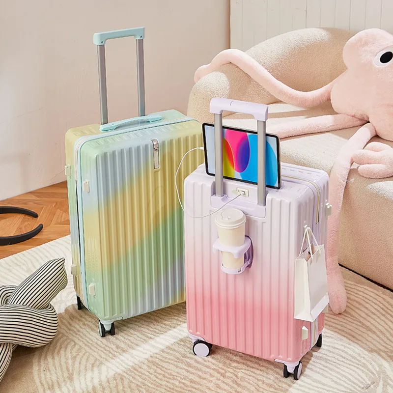 New gradient color luggage fashion goddess multifunctional trolley case mute wheels 24 inch