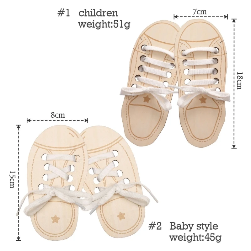 เด็กเรียนรู้ผูกรองเท้าของเล่นเด็ก DIY ของเล่น Travel เกม Lacing รองเท้าการเรียนรู้ของเล่นเด็กไม้ Lacing รองเท้าเกม D5QA