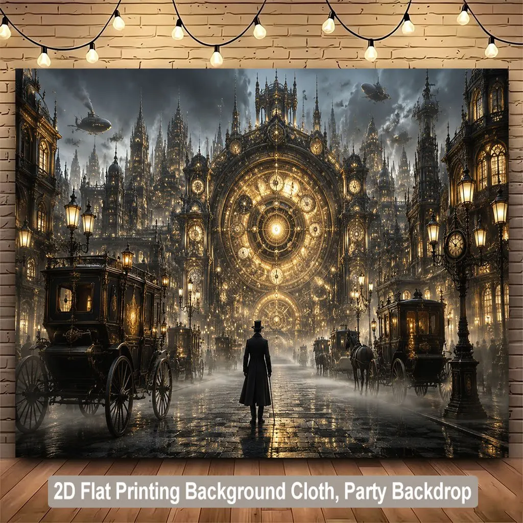 High Quality Steampunk Victorian Gothic Clock Tower Tapestry Wall Hanging Art Background Decor Industrial Retro Fantasy Style Ho
