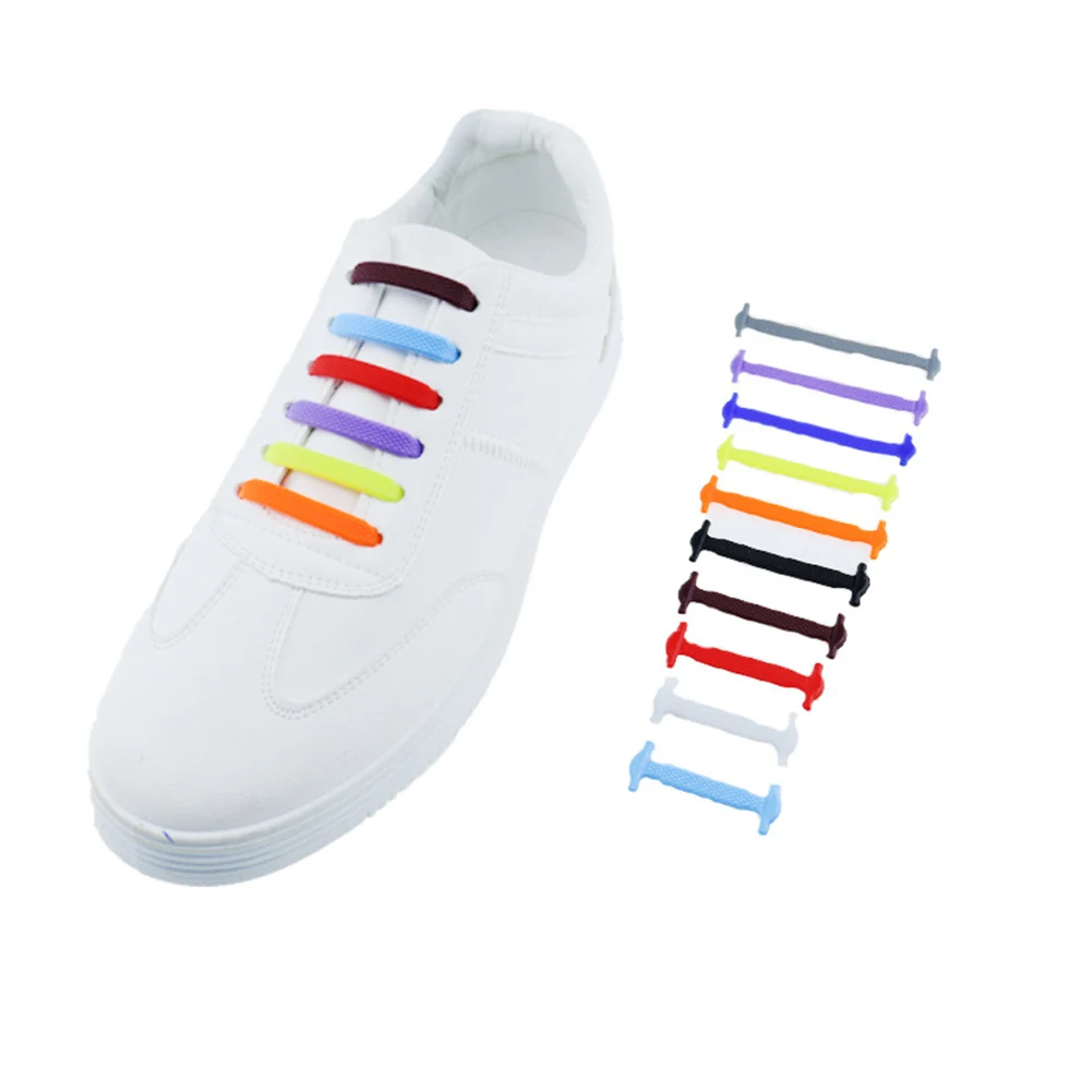 16pcs/lot Silicone Shoelaces No tie Elastic Shoe Laces Special Shoestrings for Kid/Adult Lacing Rubber Sneakers Shoe Lace