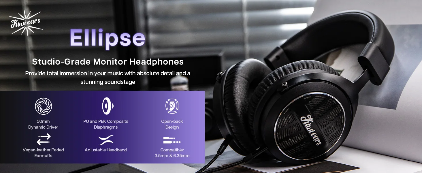 Linsoul Kiwi Ears Ellipse Dynamic Driver-Kopfhörer in Studioqualität mit komfortablem Design und aufsteckbarem Kabeldesign – Detail 1